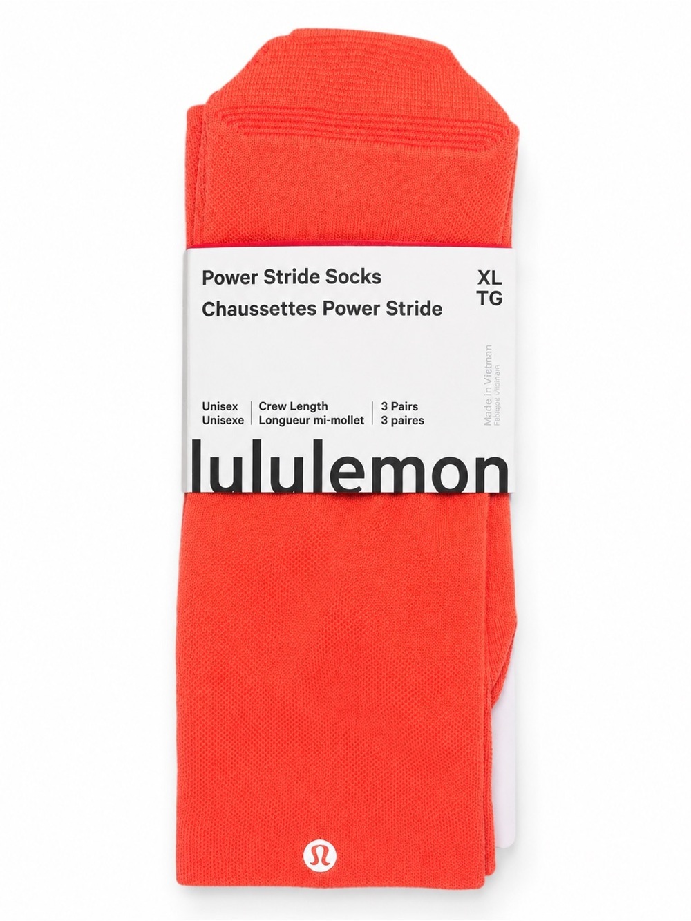 NWT Lululemon Power Stride Crew Socks 3-Pack Pink White Coral XL Cushioned